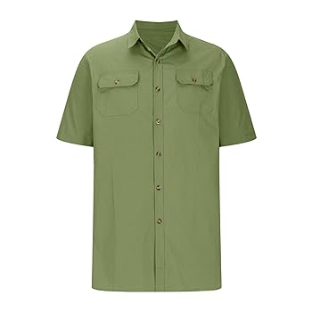 Amazon.com: Men's Cotton Short Sleeve Shirts Regular Fit
